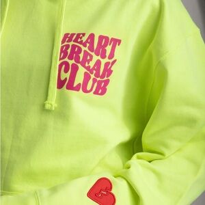 Heart Break Club Neon Yellow Neon Hoodie